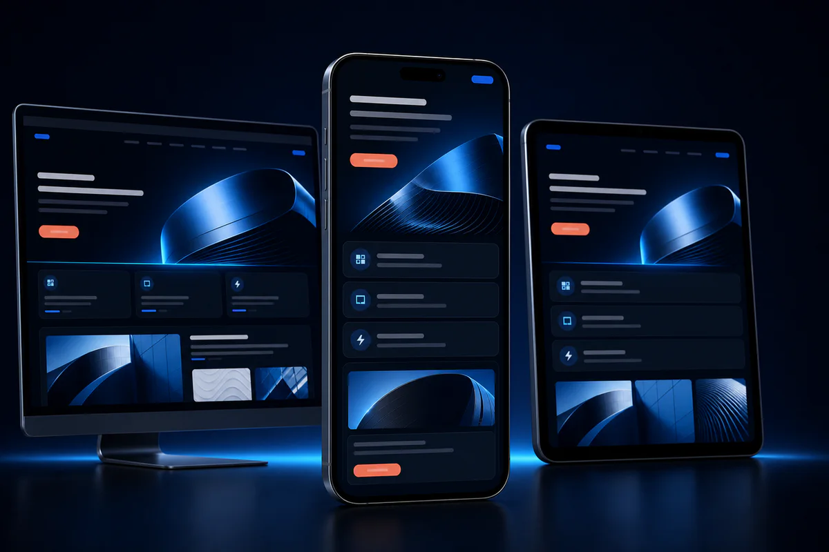 Responsive Website auf Smartphone, Tablet und Desktop